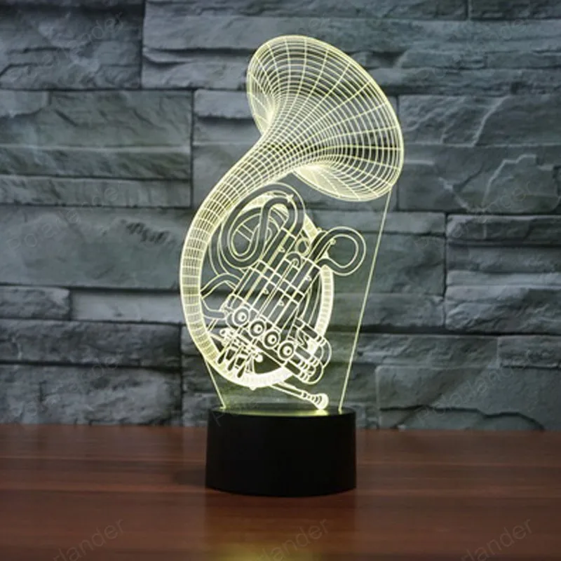 Creative 3d light Saxophone 3D LED Night Lights Colorful Acrylic Table