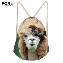 FORUDESIGNS/повседневные женские сумки на шнурках, модные милые рюкзаки из альпаки овечий принт для студентов, сумка для хранения для девочек-подростков