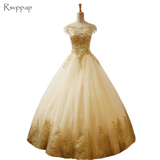 Gold Puffy Sleeve Dress
