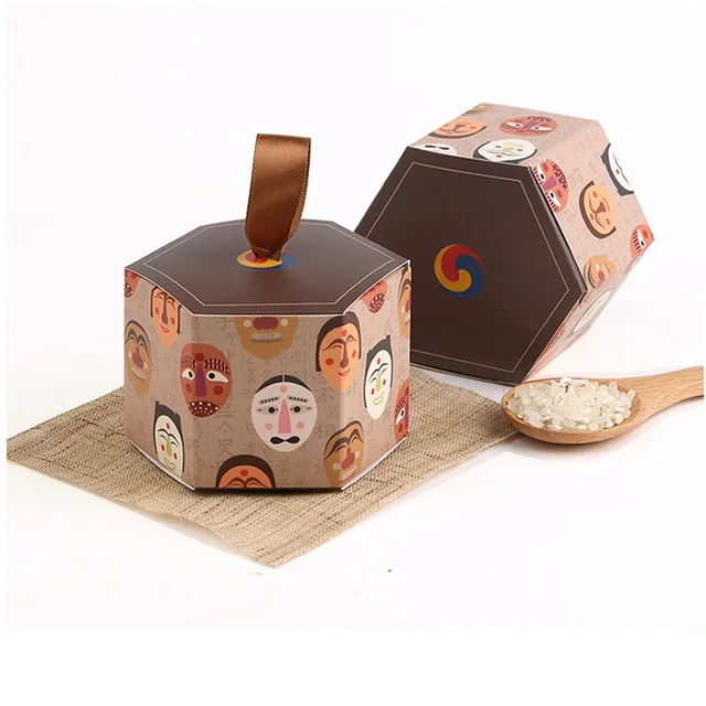 200pcs Chinese New Year Gift Box Hexagon creative paper