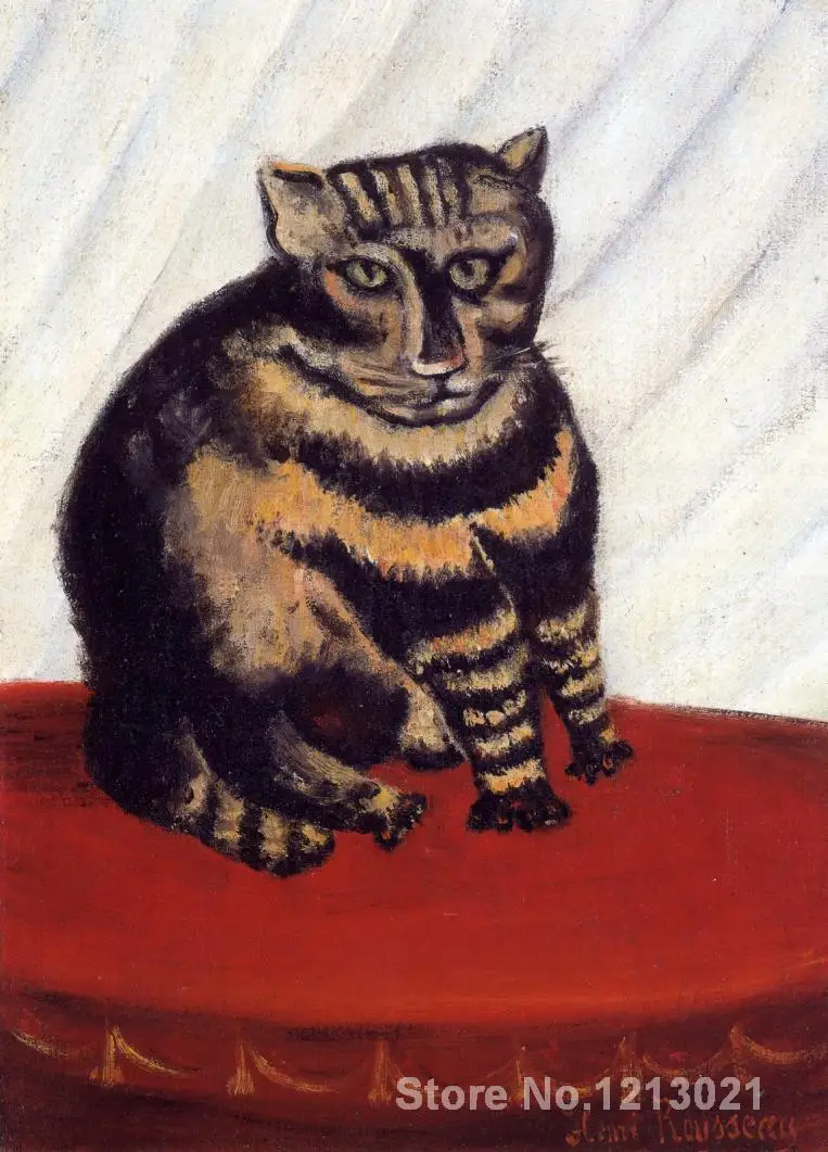 Gift Custom Painting Portrait The Tiger Cat by Henri Rousseau High Quality Hand-painted | Дом и сад