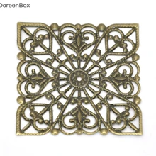 Doreen Box Lovely 50 бронзовый тон квадратные филигранные обертывания соединители 40 мм(B14202