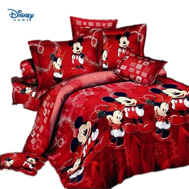 Red Minnie Mickey Mouse Comforter Set Bedding Twin Full Queen King