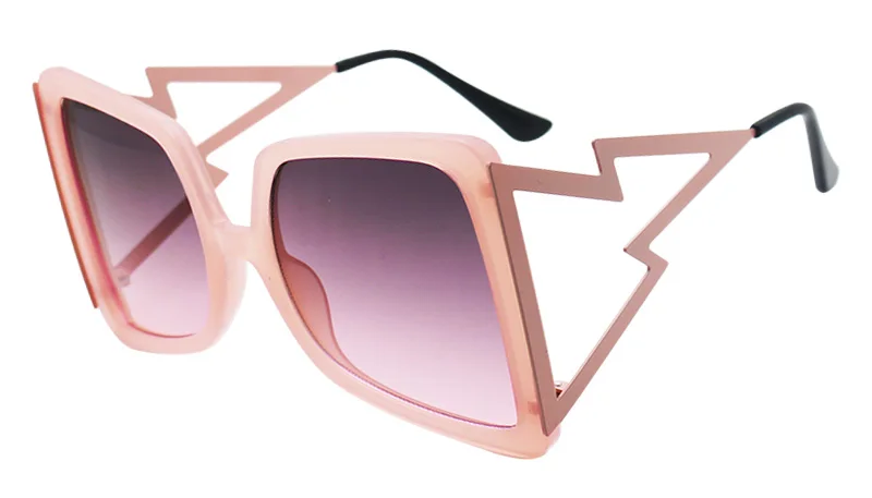 Шауна негабаритный квадратный Солнцезащитные очки женские брендовые дизайнерские Ins популярные металлические руки градиентные оттенки - Цвет линз: Grey Pink Gradient