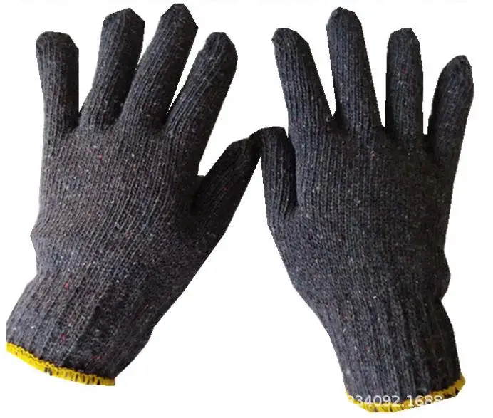 

12 Double Cotton Knitting Line Gray Cotton Work Gloves Cotton Yarn Thin Elasticity Breathable Sweat-absorbent Slip All code Glov
