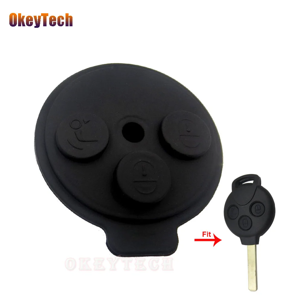 OkeyTech 2 шт./партия чехол для ключей автомобиля брелок резиновый кнопочный коврик для Benz Smart Key 3 кнопки для Mercedes Benz Smart Key 1998-2012