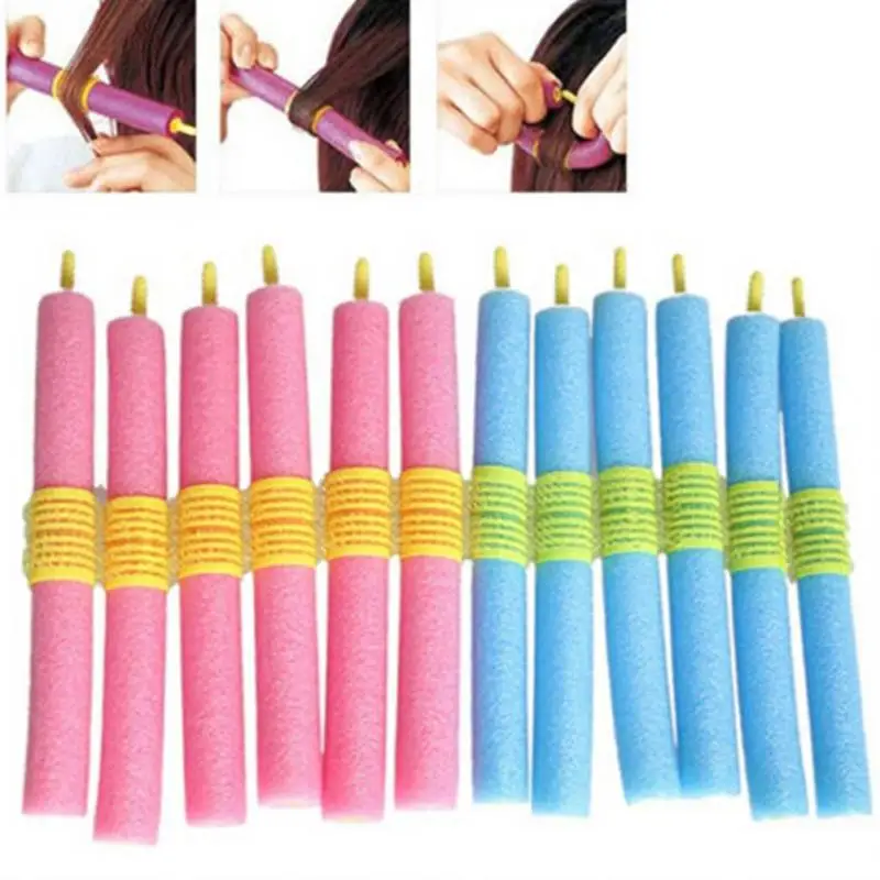 

12pcs/set Bendy roller Foam Hair Rollers Curlers Cling Strip DIY Hair Styling Tool Soft Twist Foam easy to use @