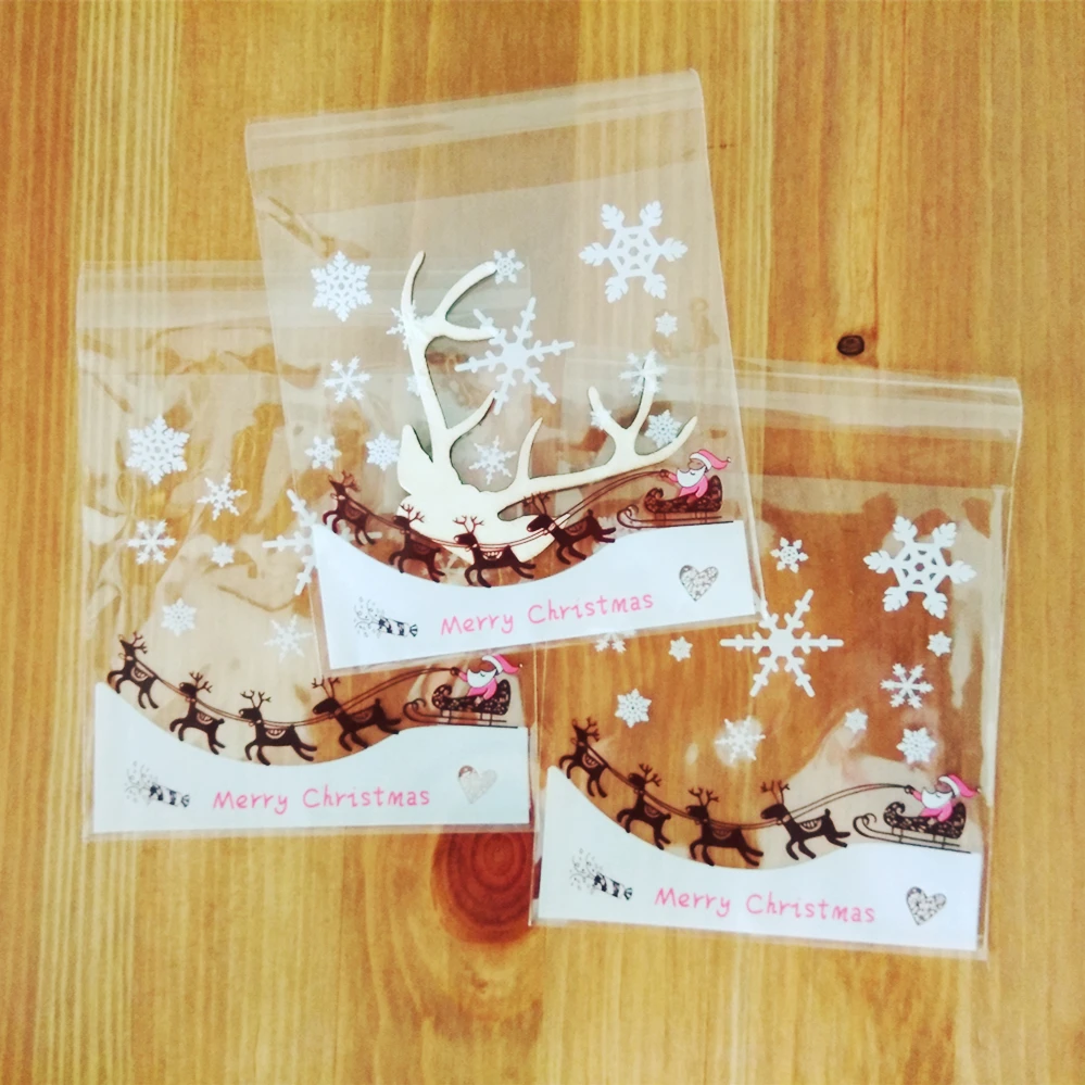 100 шт. 10x10 + 3 см Санта Клаус Олень Снежинки Bakery Cookie конфеты сладкий печенье подарок