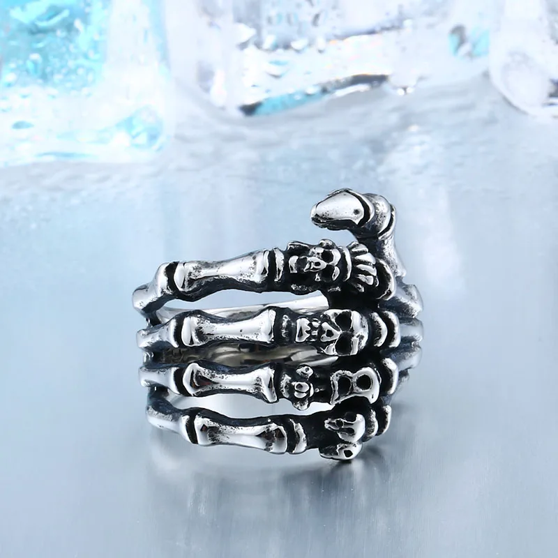 BEIER 2018 New Alibaba Wholesale Stainless Steel High Quality Skull Hand Ring For Man Punk Man's Cool Jewerly BR8-328