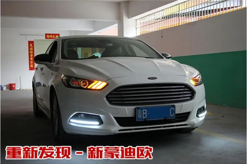 Бампер лампа для Mondeo 2013 год головной светильник fusion головной светильник DRL hi lo объектив Bi-Xenon HID fusion