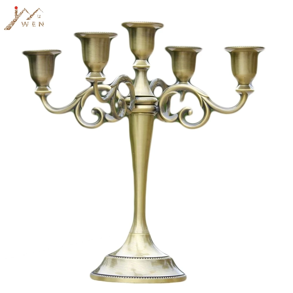 Silver Metal Candlesticks Candle Holder 5 Arm Wedding Party Ornament UK Store