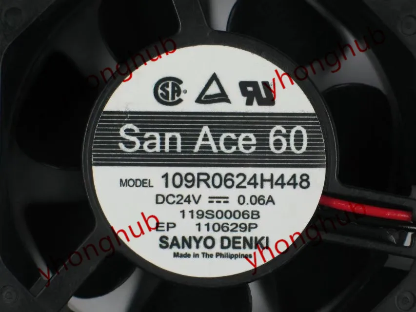 Sanyo 109R0624H448 DC 24 В 0.06A, 60x60x25 мм Сервер площади вентилятора