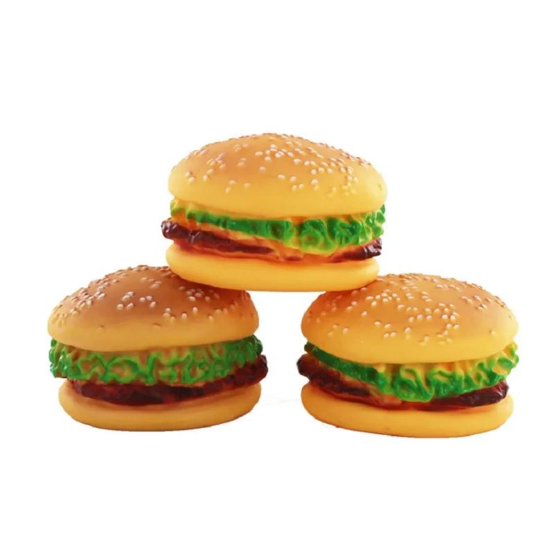 

Artificial Burger Squeak Pet Dog Toy Dog Puppy Simulation Rubber Hamburger Sound Chew Toy Pet Dog Interactive Training Toys Gift