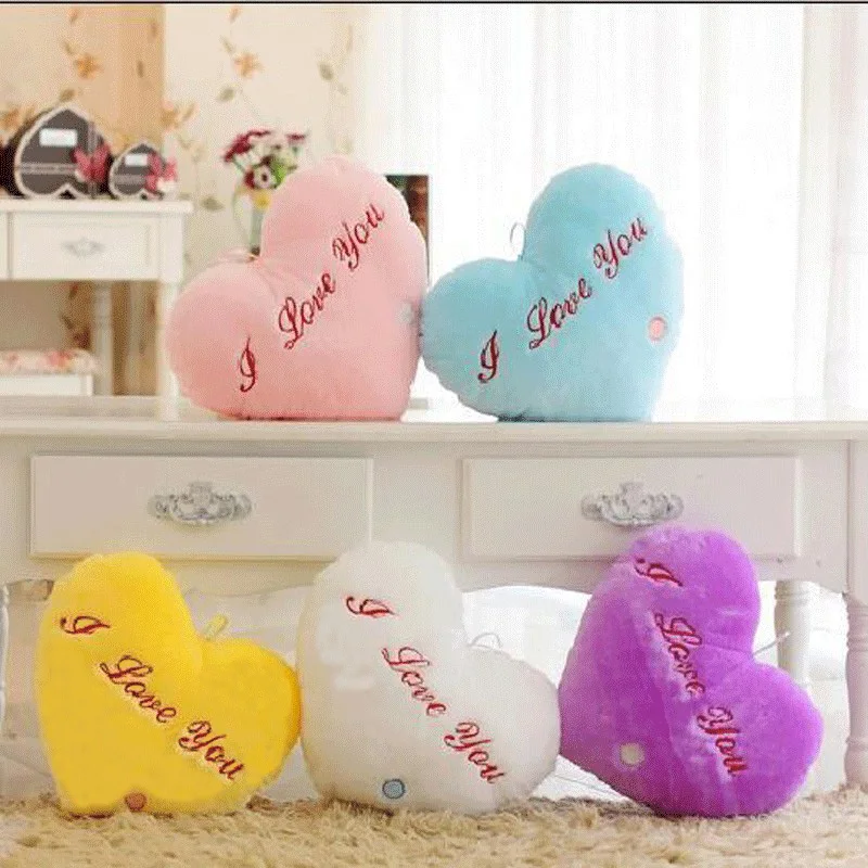 

Bright heart-shaped Pillow Plush Toys Luminous Pillow Toy Led Light Pillow Glow in Dark Plush Pillow Doll Toys Gifts