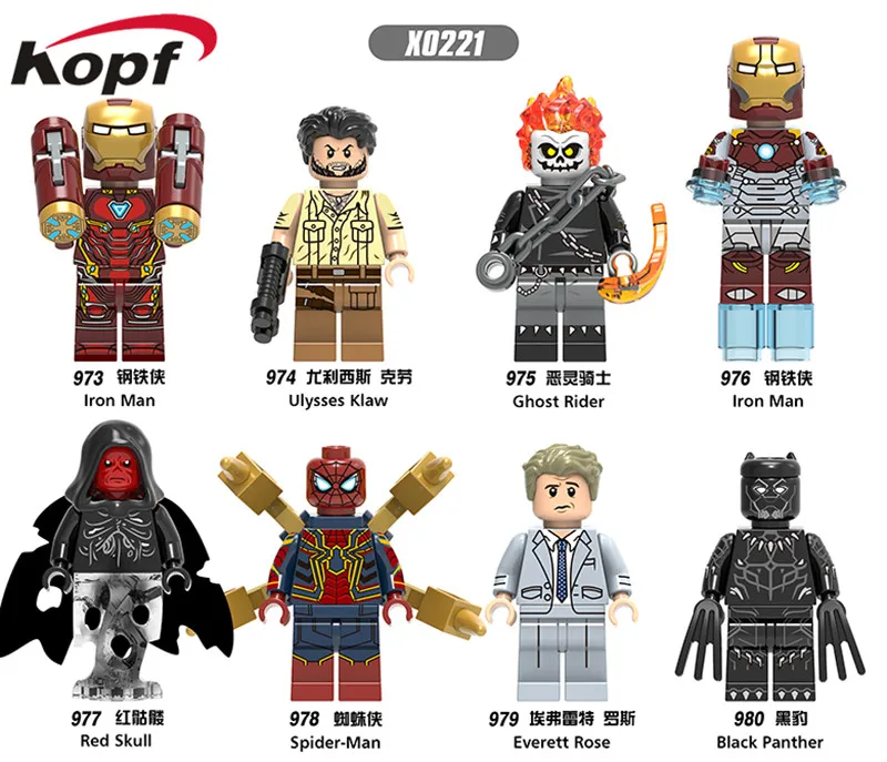 

Single Sale Super Heroes Ulysses Klaw Ghost Rider Iron Man Red Skull Building Blocks Action Figures Toys Gifts Children X0221
