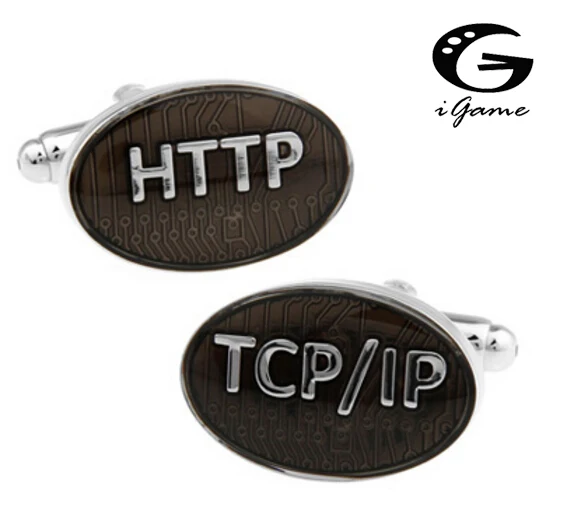 

iGame HTTP&TCP/IP Cuff Links Grey Color Internet Symbol Letters Design Free Shipping