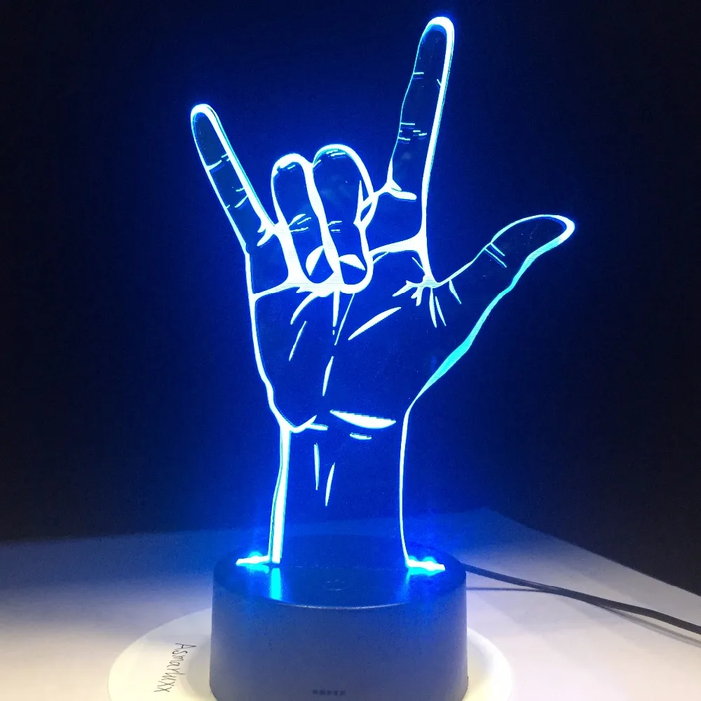 3d Optical Illusion I Love You Sign Language Led Hologram Night Light Usb