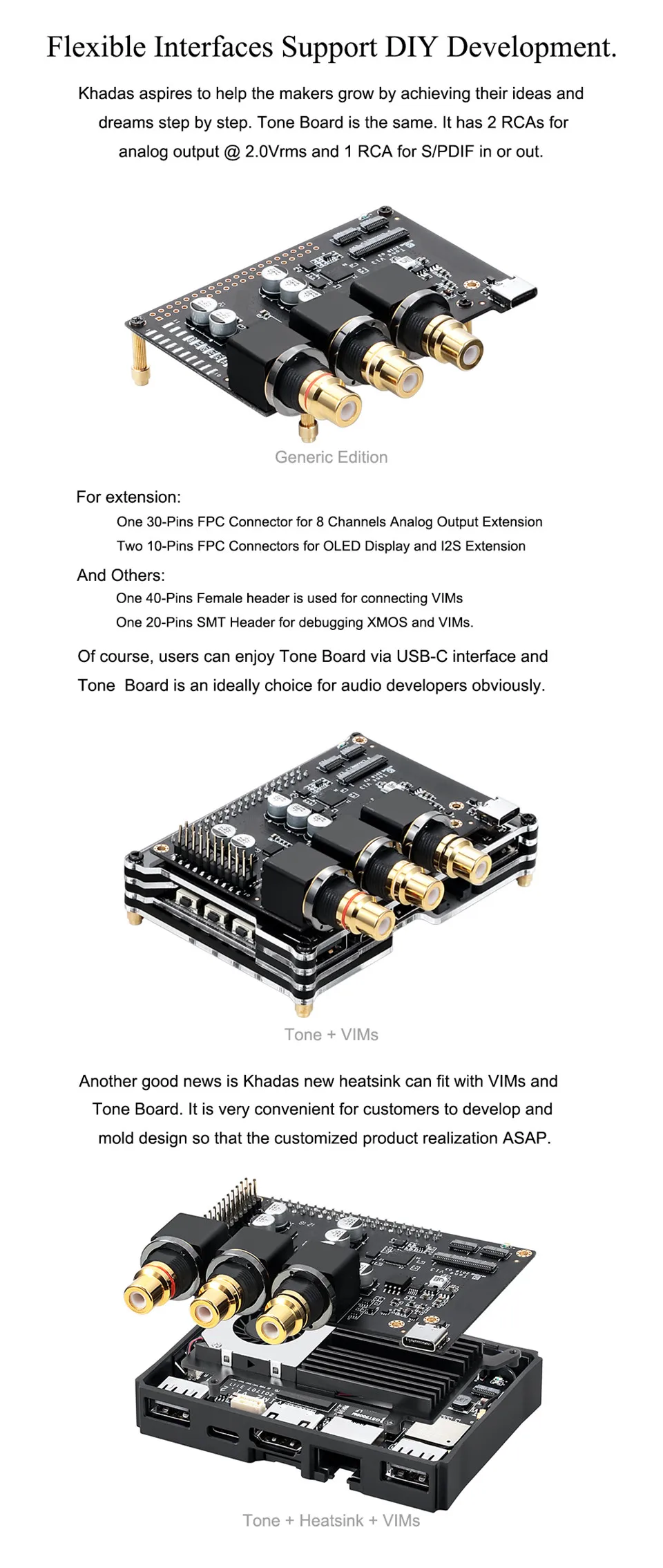 Khadas Tone Board ES9038Q2M USB DAC Hi-Res аудио макетная плата с XMOS XU208-128-QF48