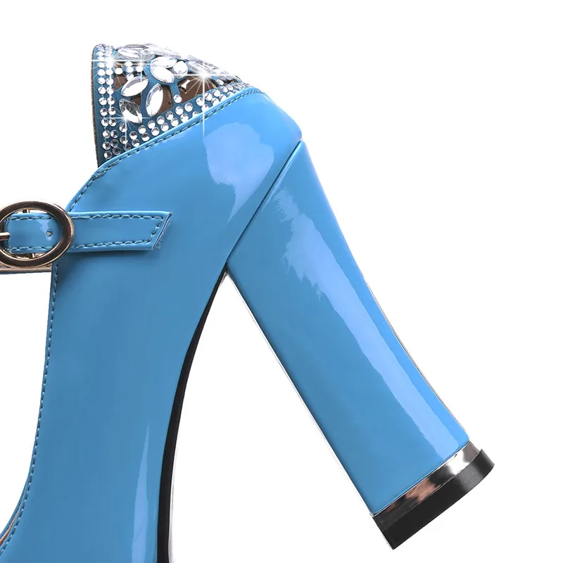YMECHIC/Коллекция года; сезон весна; женские туфли Mary Jane на прозрачной платформе; женские туфли-лодочки на высоком каблуке; цвет черный, синий; модельные туфли размера плюс