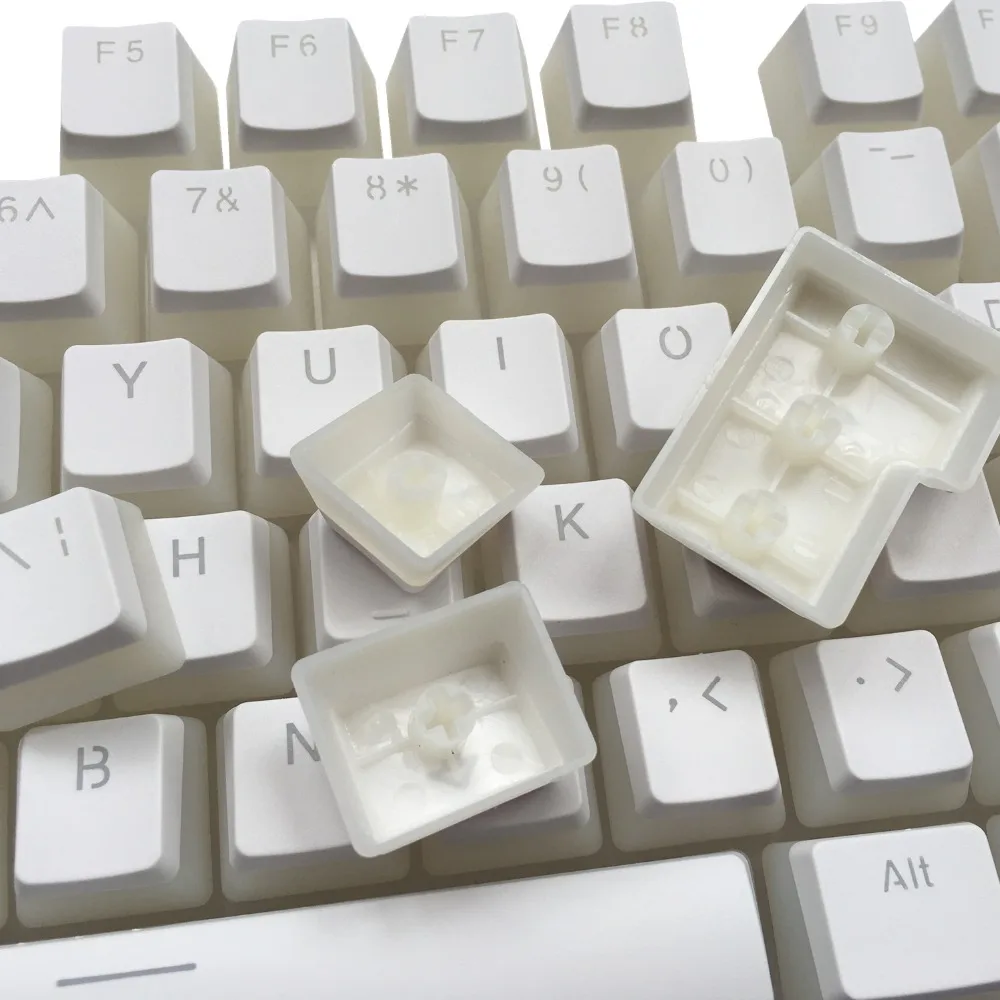 Koop PBT Witte Pudding Keycaps Backlit Doubleshot ANSI ISO Met Keycap Houder Voor 60% 87 TKL 104 108 MX Schakelaars Mechanische Toetsenbord