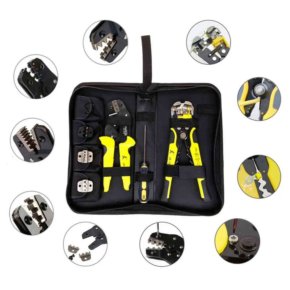 

1set Multi-functional JX-D4301 Ratchet Manganese steel Crimping Tool Wire Strippers Terminals Pliers Kit P10 With Cable Cutter