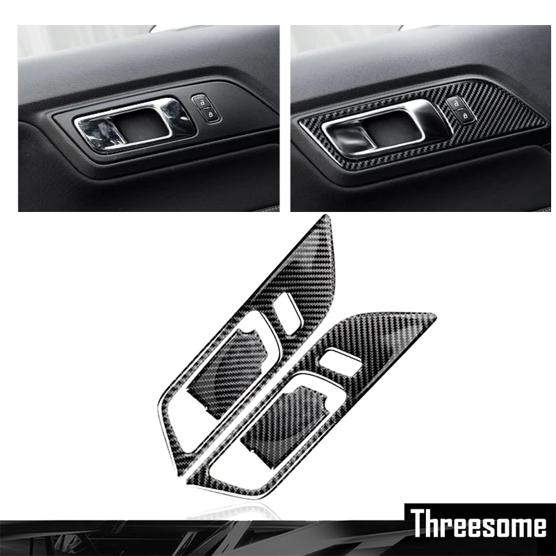 SRXTZM For Ford Mustang Carbon Fiber Interior Door Handles Door Bowl