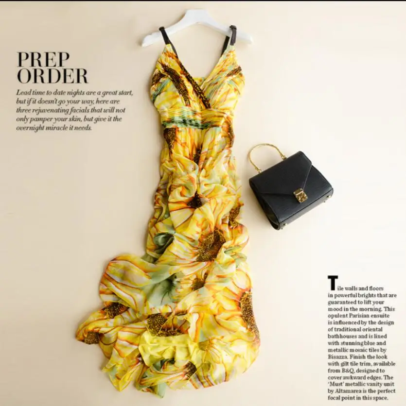silk dress yellow