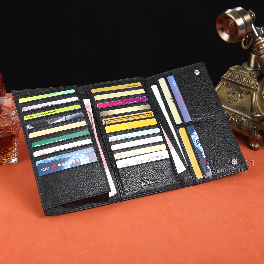 

Male wallet luxury men leather wallet premium quality men genuine leather wallet fashion 3 folders hasp men card wallet 23 cards
