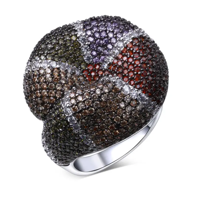 2017 New Gold-color Mix Colors Ladies Party promise rings Made with aaa Cubic Zirconia Pave Setting Lead Free shipping Jewelry