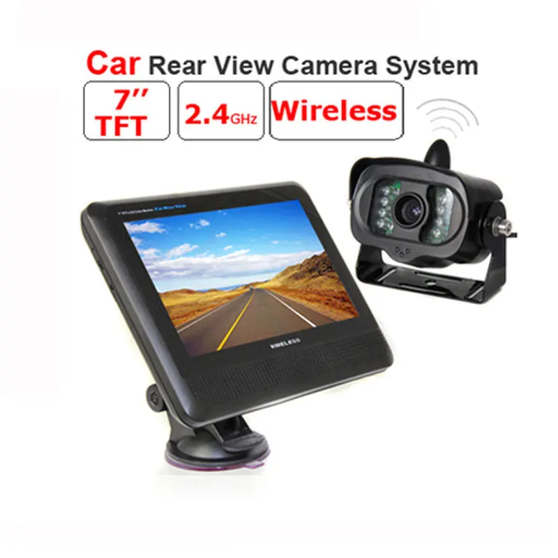 

Free Shipping 2.4GHz Wireless Car Rear View Camera System 7 inch TFT LCD Monitor