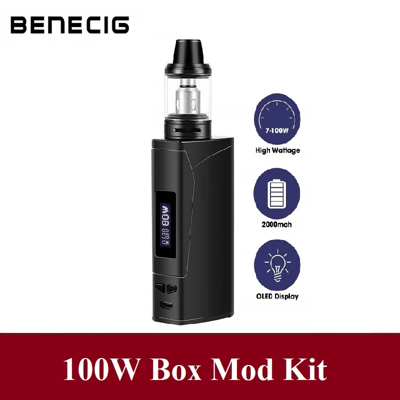 

Benecig 100W Vape Kit Electronic Cigarette Vaporizer 2000mAh Battery Box Mod With Atomizer Tank E Cigarette Vaper