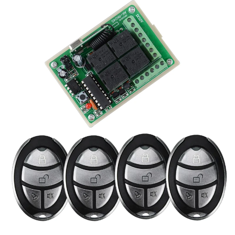 

Home Smart Switch DC 12V 10A 4CH Learning Code RF Wireless Remote Control Light Switch Systems Receiver 4PCS Transmitter