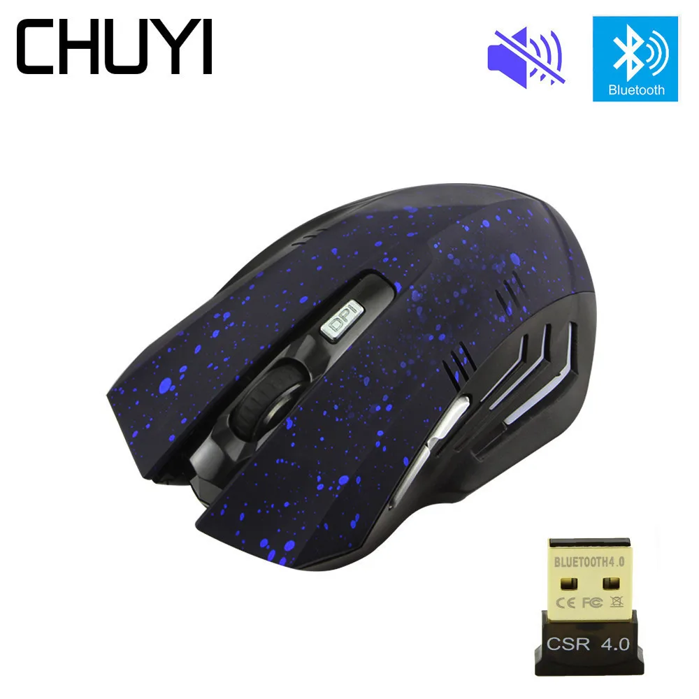 

CHUYI Rechargeable Bluetooth Wireless Mouse Ergonomic Silent Computer Mice 1600DPI Optical 6D Gaming Mause With CSR 4.0 Adapter