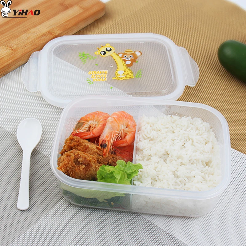 

YIHAO Lunch Box Plastic Simple Cartoon Microwave Disposable Leakproof Thermal Insulation Lunch Box Kitchen Tool