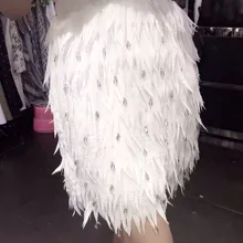 Новые шифоновые перьевые высококачественные женские вечерние прямые мини-юбки со стразами для свадьбы S-L