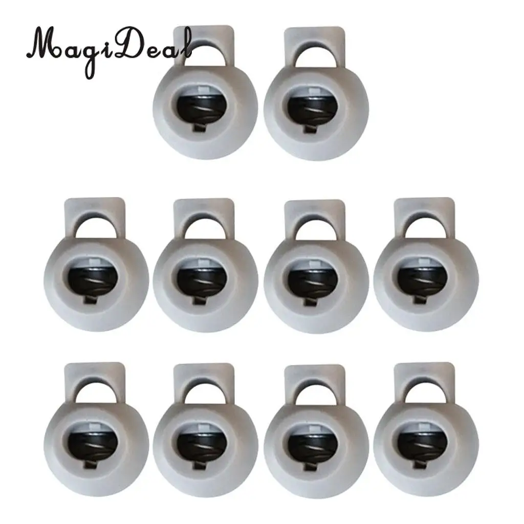 MagiDeal Pack 10 Rope Ball Stoppers Toggle Lock Ends Spring Buckle for Paracord Elastic Cord Bungee Rope Garment Shoelace