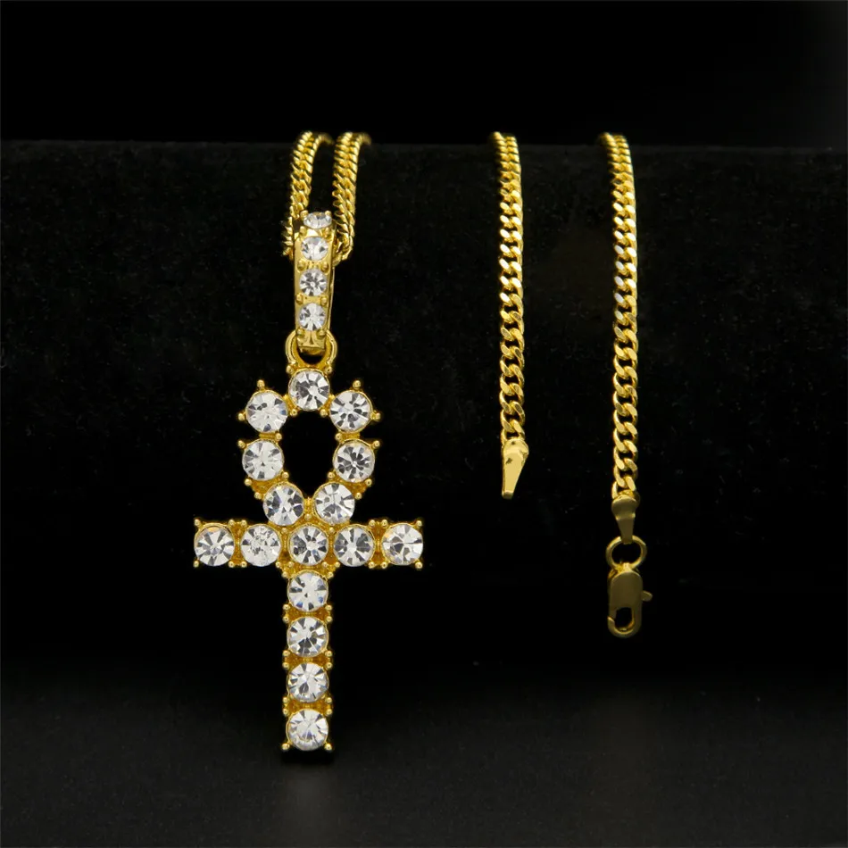 UWIN ожерелье АНК Египетские украшения хип-хоп стиль Iced Out Bling Стразы ключ к жизни египетский крест кулон с теннисными цепями