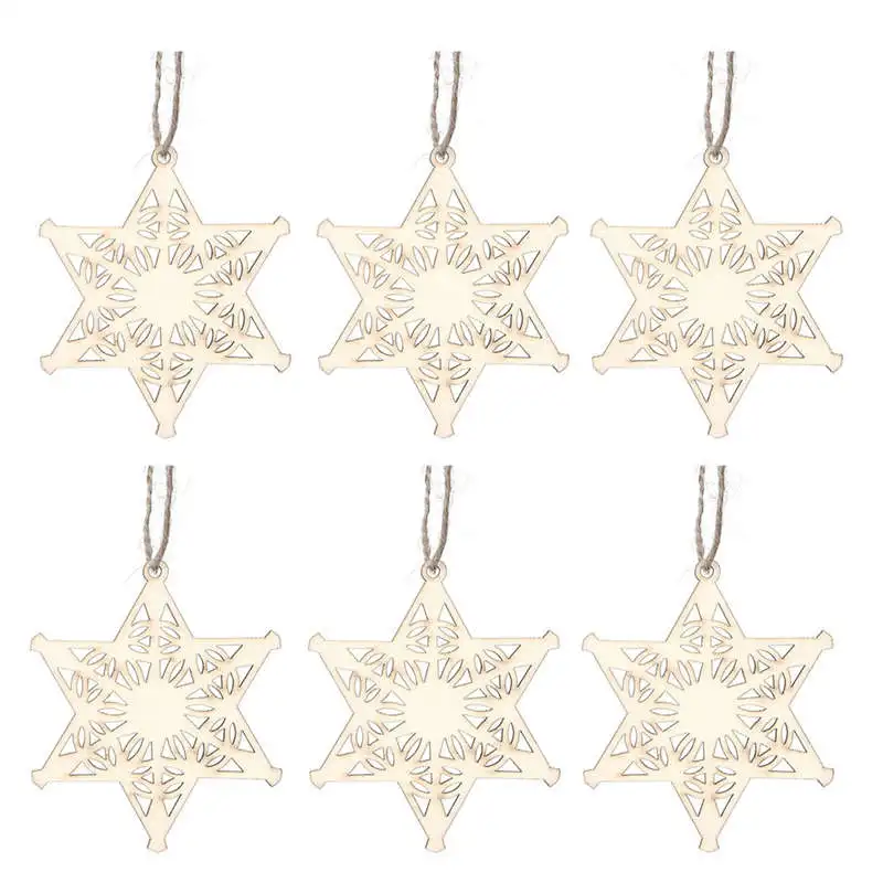 6Pcs Wooden Snowflake Santa Claus Snowman Laser Cut Christmas Tree Hanging Decor for kids gifts #2o24 (7)