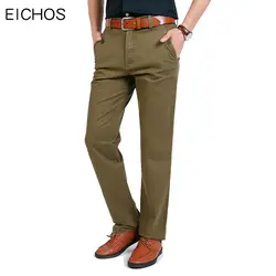 EICHOS Для мужчин s теплые штаны для осень-зима толстый хлопок джоггеры Тонкий прямые брюки Для мужчин Бизнес и Повседневное однотонные брюки