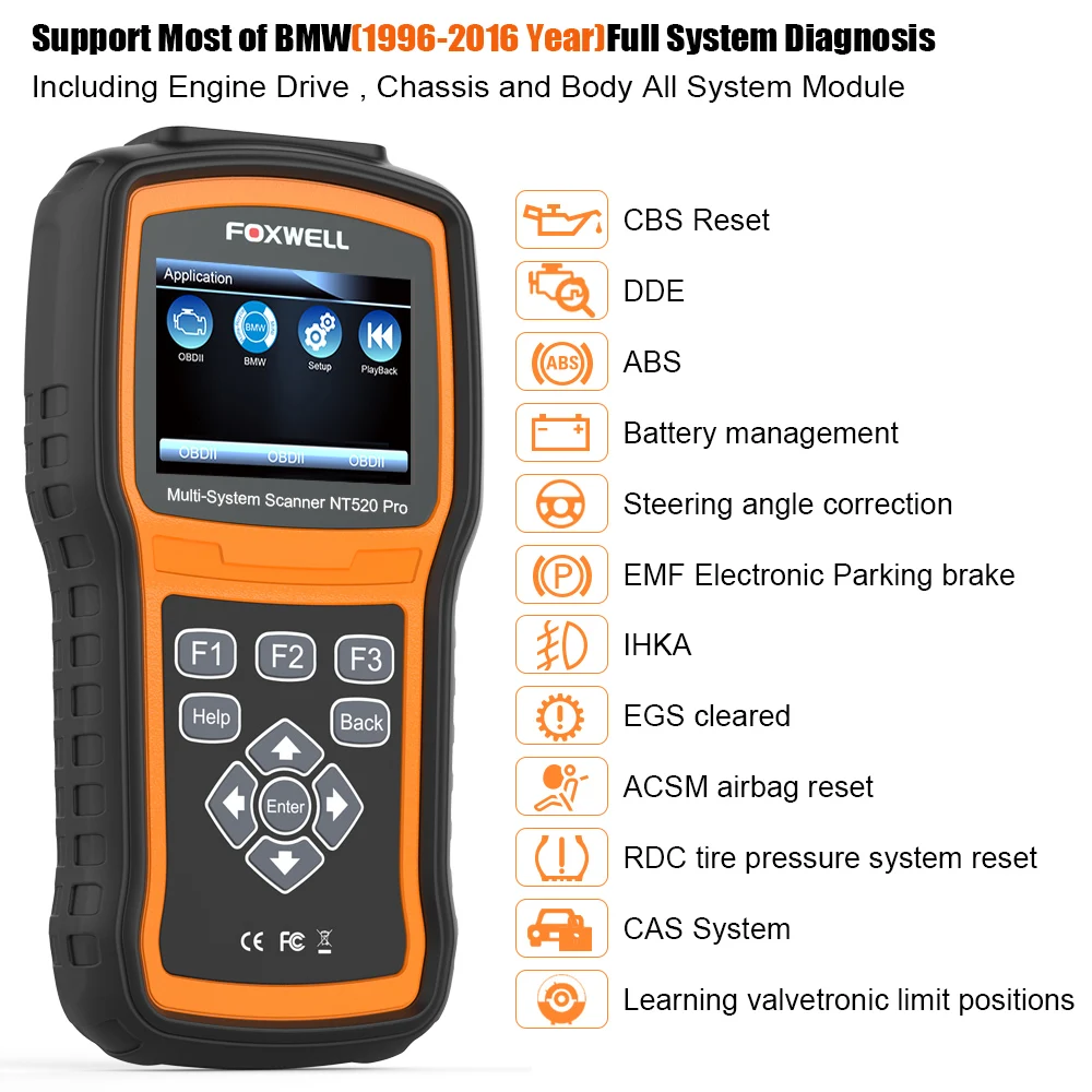 Foxwell NT520 PRO полная система Авто OBD2 сканер ABS подушка безопасности SAS на EPB DPF Сброс масла услуги автомобиля диагностический Автомобильный сканер