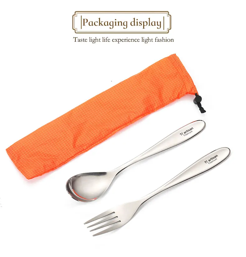 Talheres de Titânio Talheres de Mesa ao ar Tiartisan Conjunto Garfo Colher Puro Polido Leve Ta8118pti Jantar Livre 17 Cheap Louça para ar livre