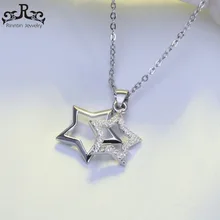 Rinntin skutečné stříbro ženských náhrdelník s přívěskem dvojité hvězdy Slide romantický styl s925 náhrdelníky Jemné šperky TSN82