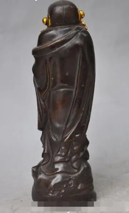 

S02802 10"china buddhism Bronze Gilt silver arhat Damo Bodhidharma Dharma Buddha statue