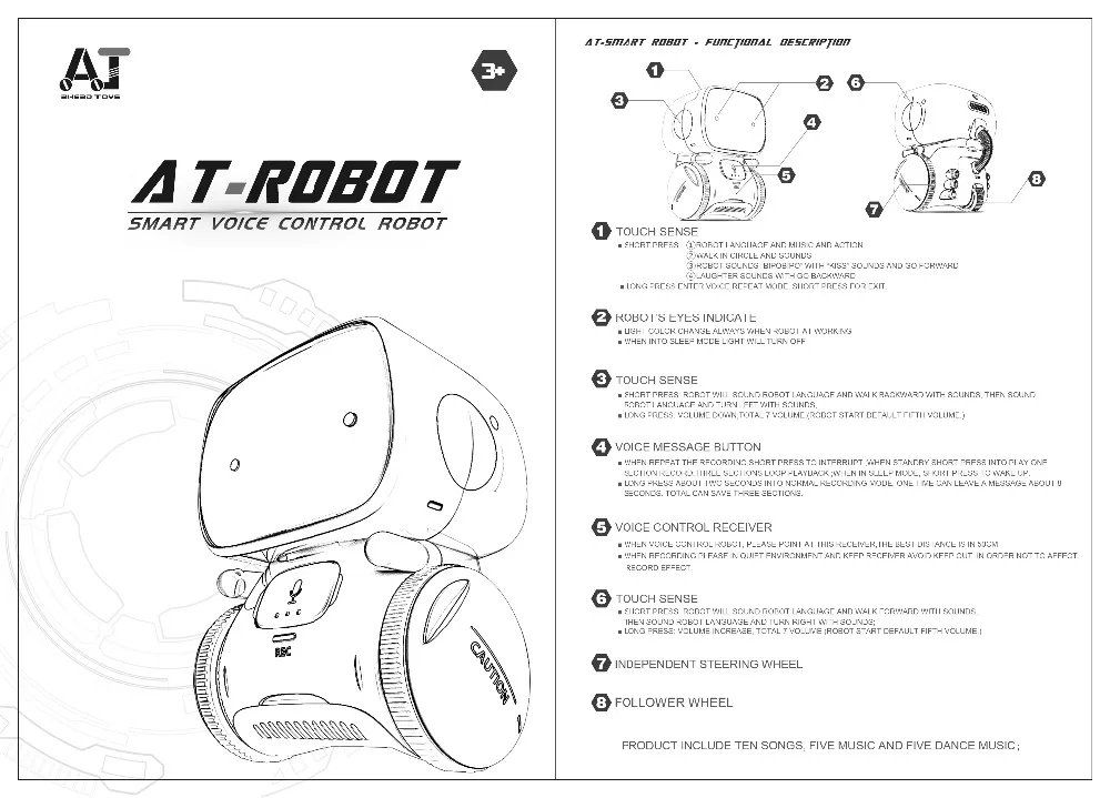 tipo Mais Novo Comando de Voz Presentes para Crianças Robôs Inteligentes Dança Línguas Versões Controle Toque Brinquedos Robô Interativo Bonito Brinquedo 3 18 de voz 3 línguas versões controle toque