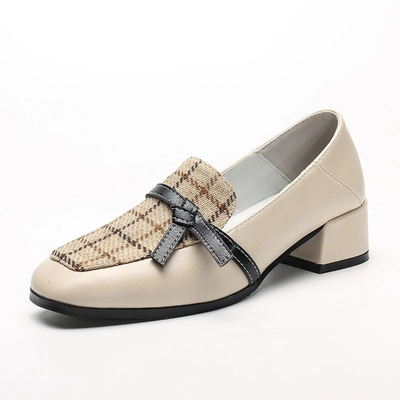 

Spring Women's single shoes layer leather Women Coarse Feet Small Fragrant Wind Belt Small Leather Shoes Shallow Yasilaiya