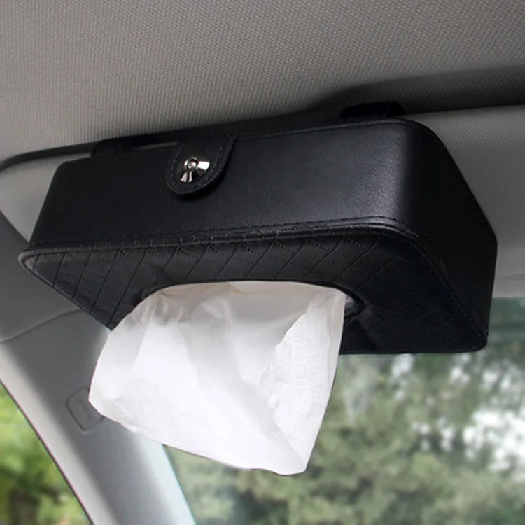 Sun Visor Tissue Box Leather Car Hanging Paper Drawer