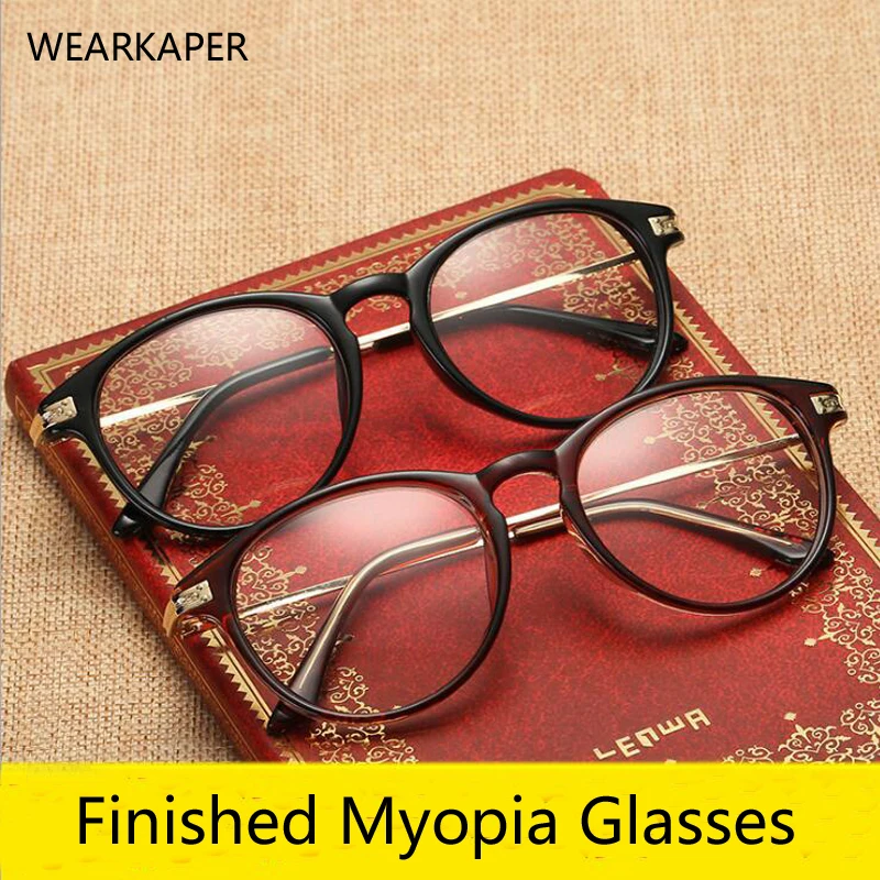 

Retro Finished Myopia Glasses Optical Eye Glasses Frames With Myopia Lens For Women Men Eyeglasses Degree oculo -1.0 to-4.0