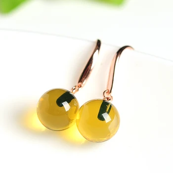 

2019 new 925 silver inlaid natural blue bead earrings women's amber beads earrings with certificate