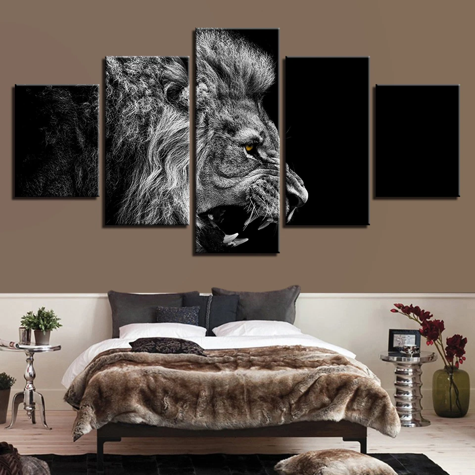 Aliexpress.com : Buy Modular Cheap Pictures Canvas Prints 5 Panel Lion ...
