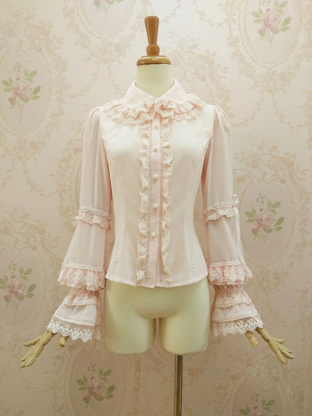 Новая милая блузка Лолита с двухслойным кружевным воротником Классическая Женская рубашка